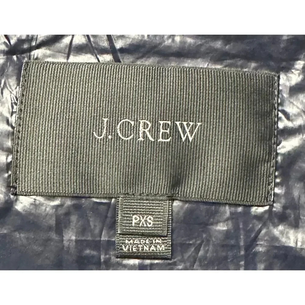 J. Crew Shiny Quilted Field Puffer Down Vest Navy Blue E1014 Petite Size PXS